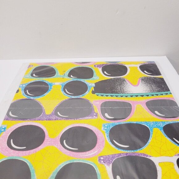 Vtg Neon Classic Retro Sunglasses All Occasions Wrapping Paper Gift 80's - Picture 3 of 3